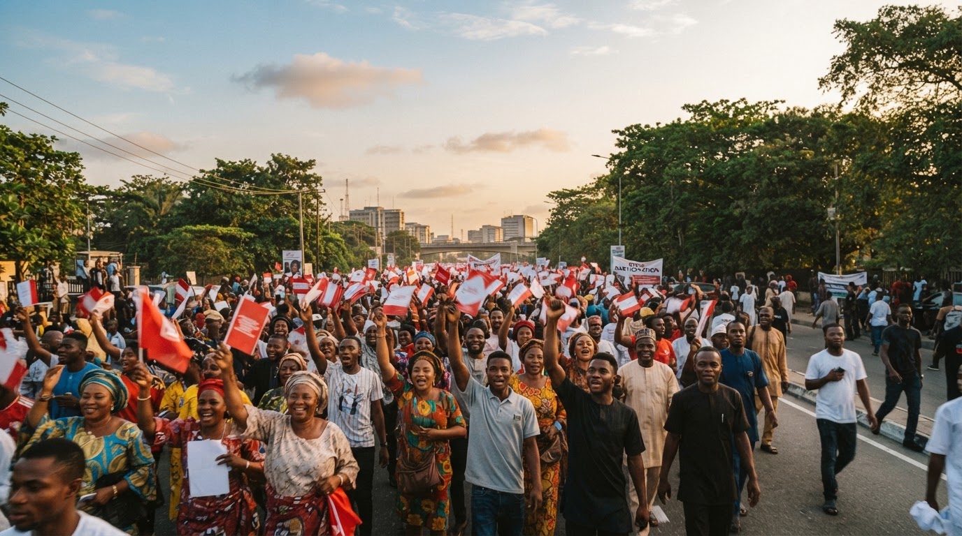 Nigerians gathering at a civic rally